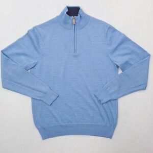 Vineyard Vines Quarter Zip Pullover Mens XS Blue Merino Wool Sweater Mock Neck
